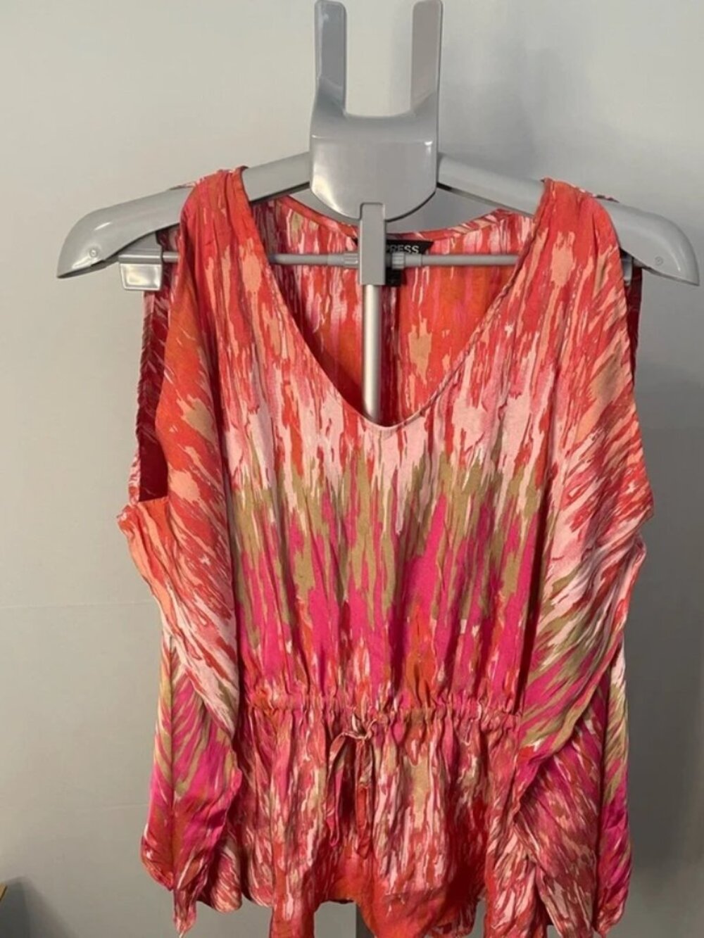 Vibrant Pink and Green Women's Top Size small